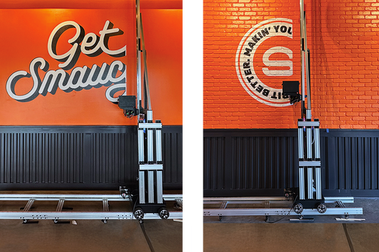 Direct-to-wall mural printing on textured brick and vibrant orange drywall for Small Sliders restaurant in Clearwater, FL by Mural Visions