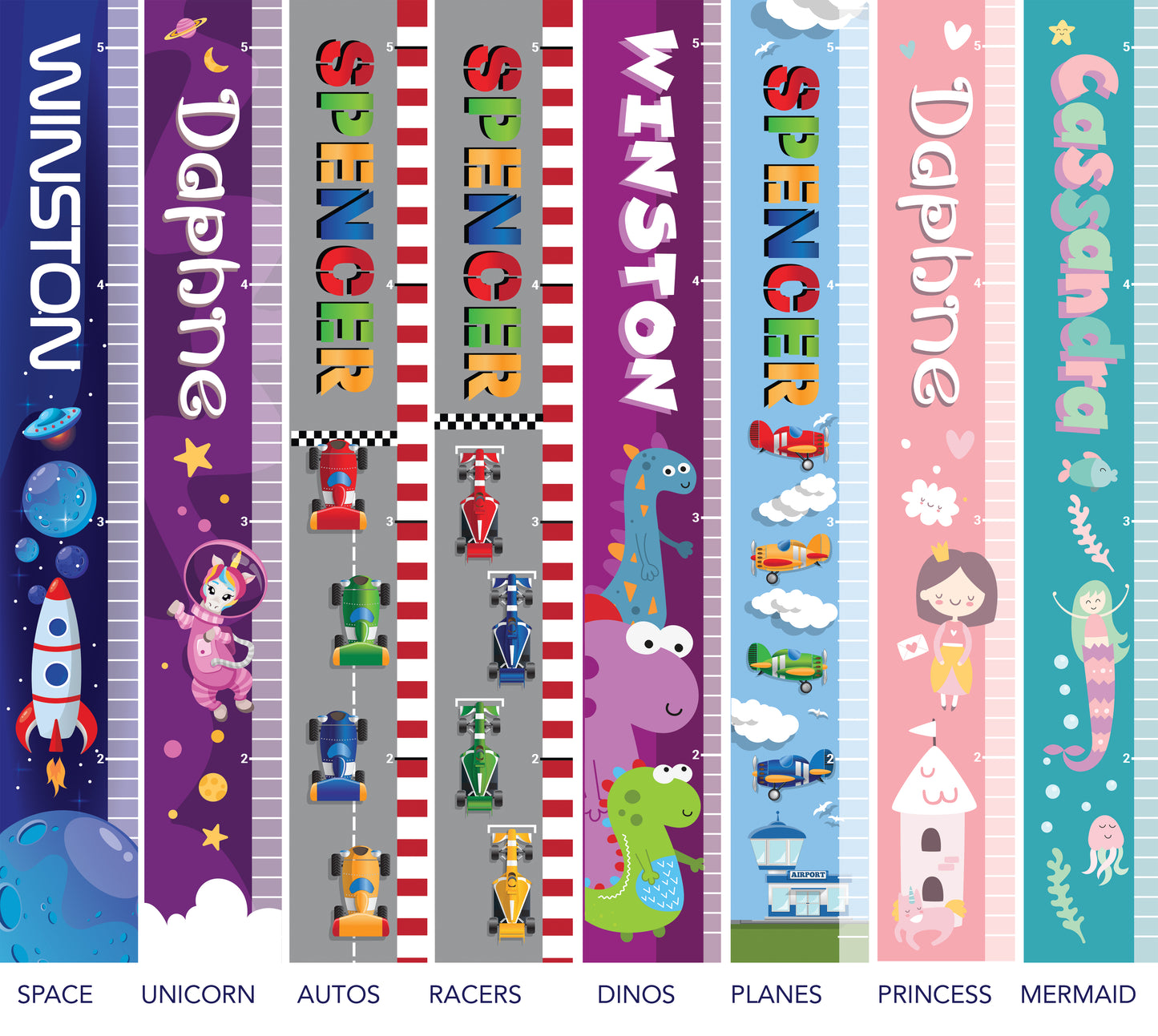 Personalized Growth Chart – Kids Gift with 8 Fun Themes