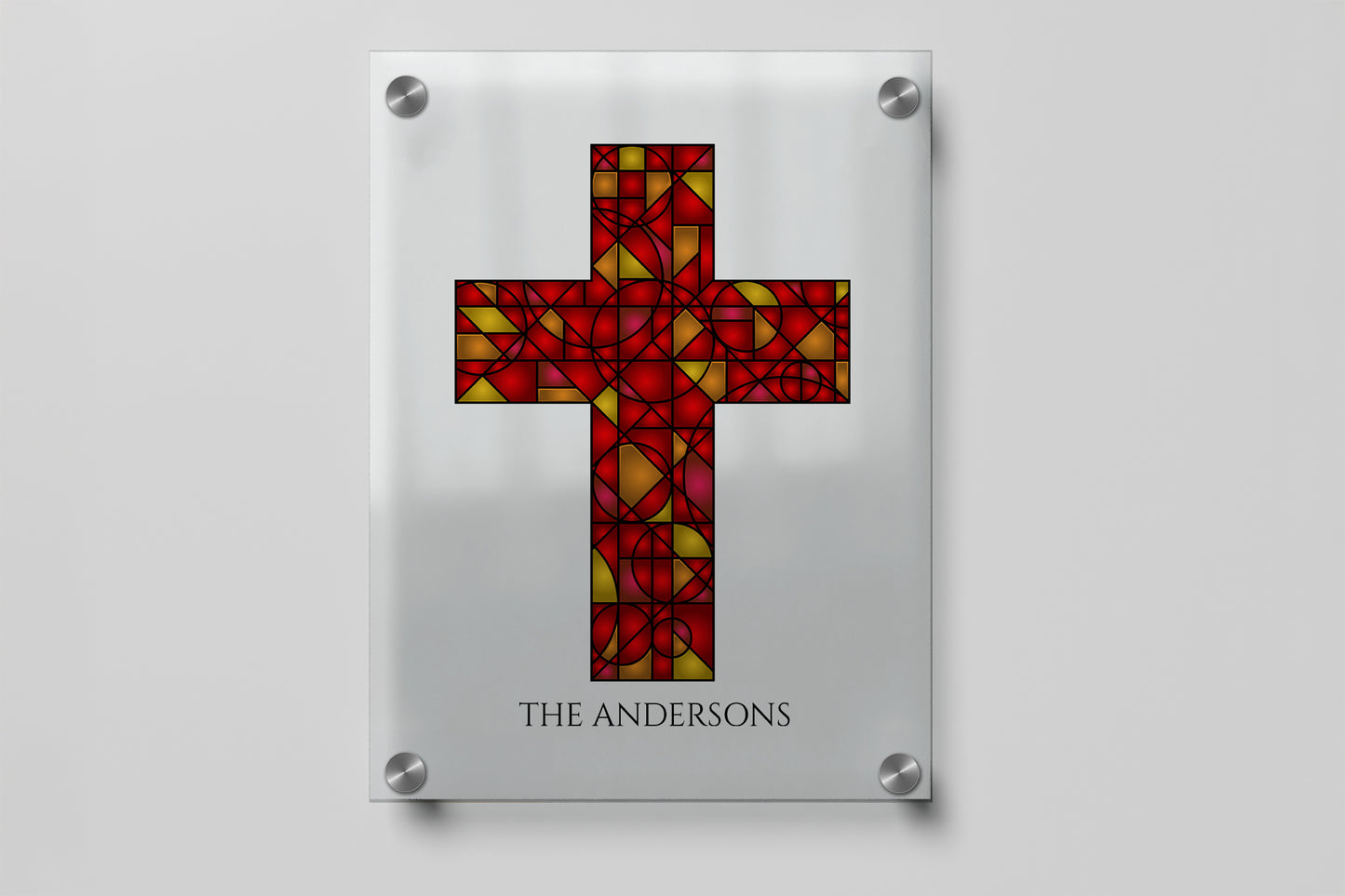 Stained Glass-Style Cross Wall Art – 12×16 Personalized Acrylic Gift