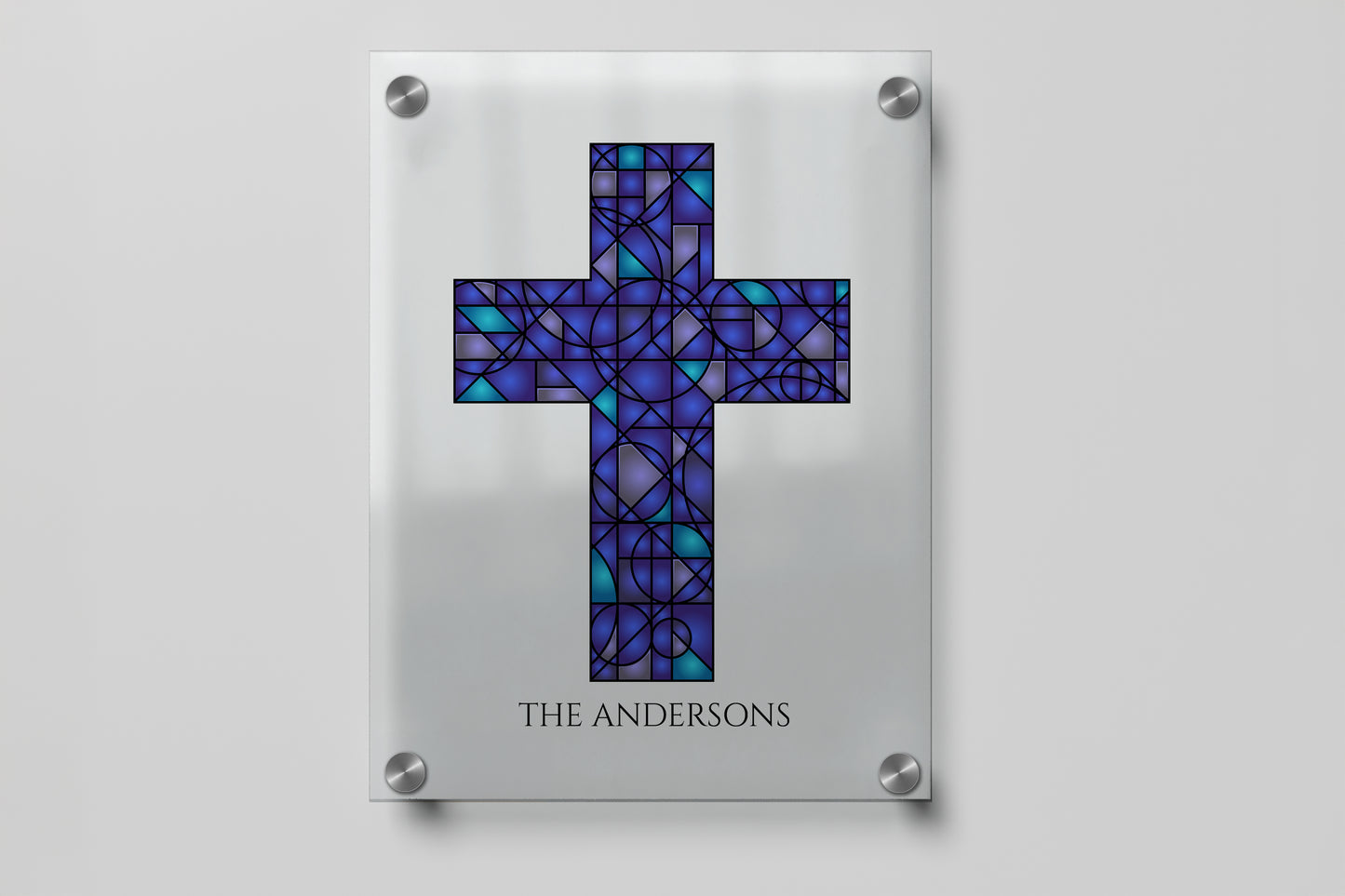 Stained Glass-Style Cross Wall Art – 12×16 Personalized Acrylic Gift