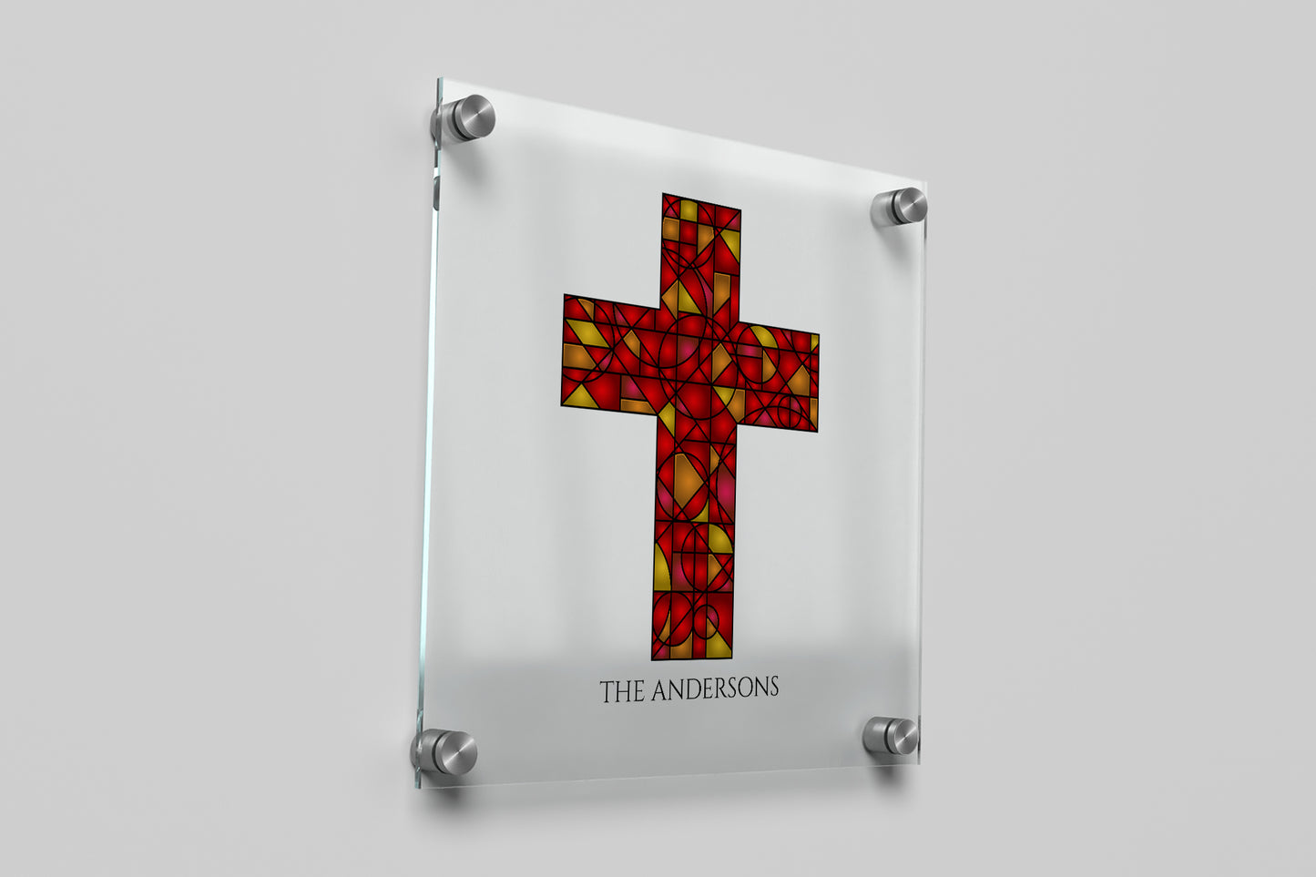 Stained Glass-Style Cross Wall Art – 12×16 Personalized Acrylic Gift