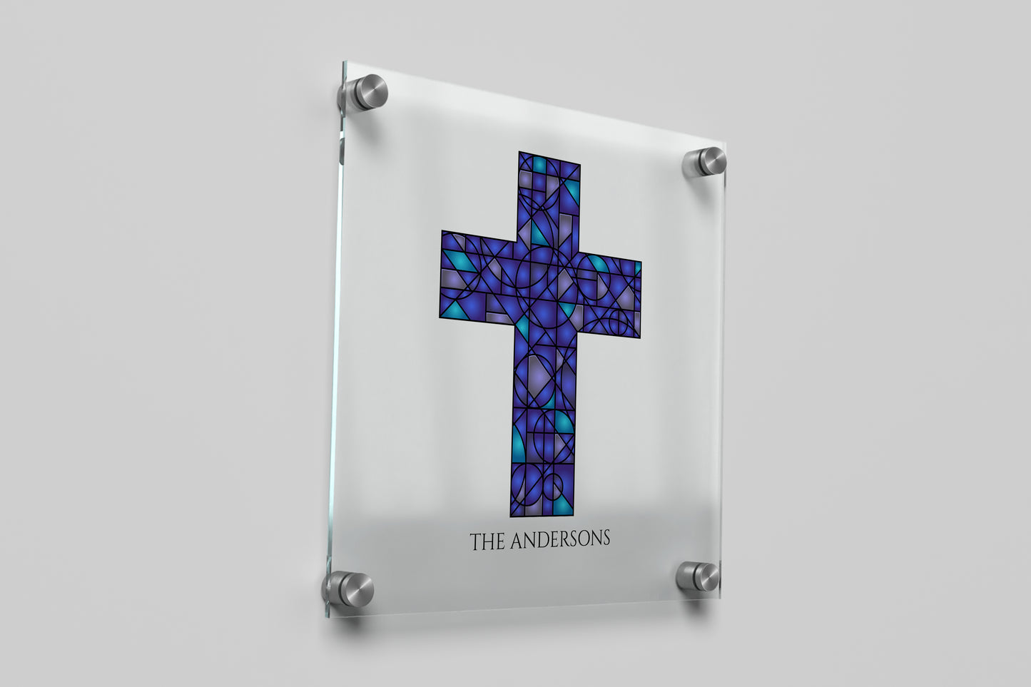 Stained Glass-Style Cross Wall Art – 12×16 Personalized Acrylic Gift